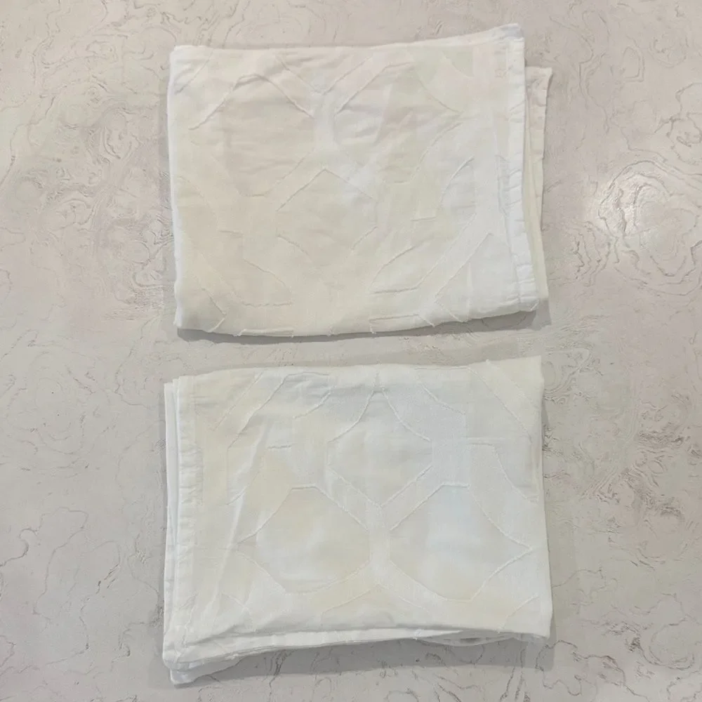 Z Gallerie Set of White Textured Standard Sham Pillow Covers